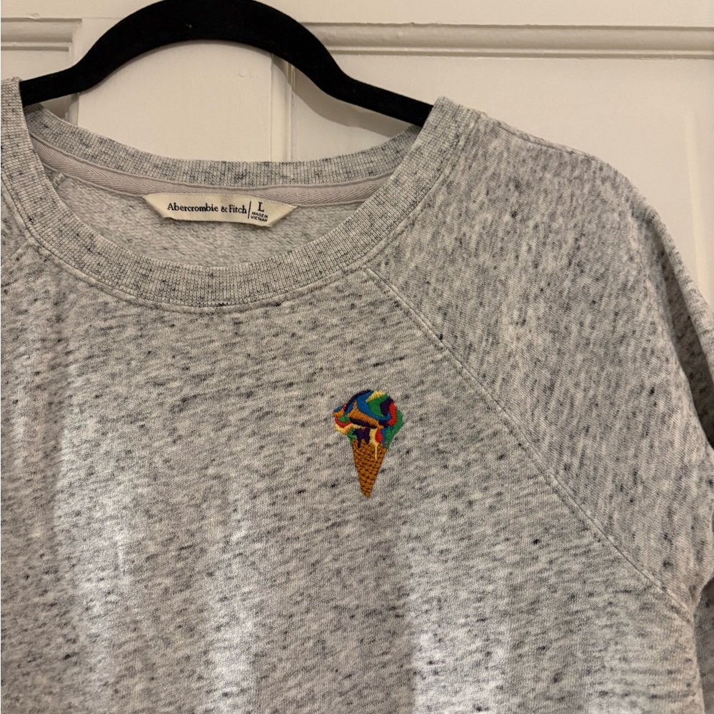 Abercrombie & Fitch Heather Gray Sweatshirt with Pride Embroidery - Size L